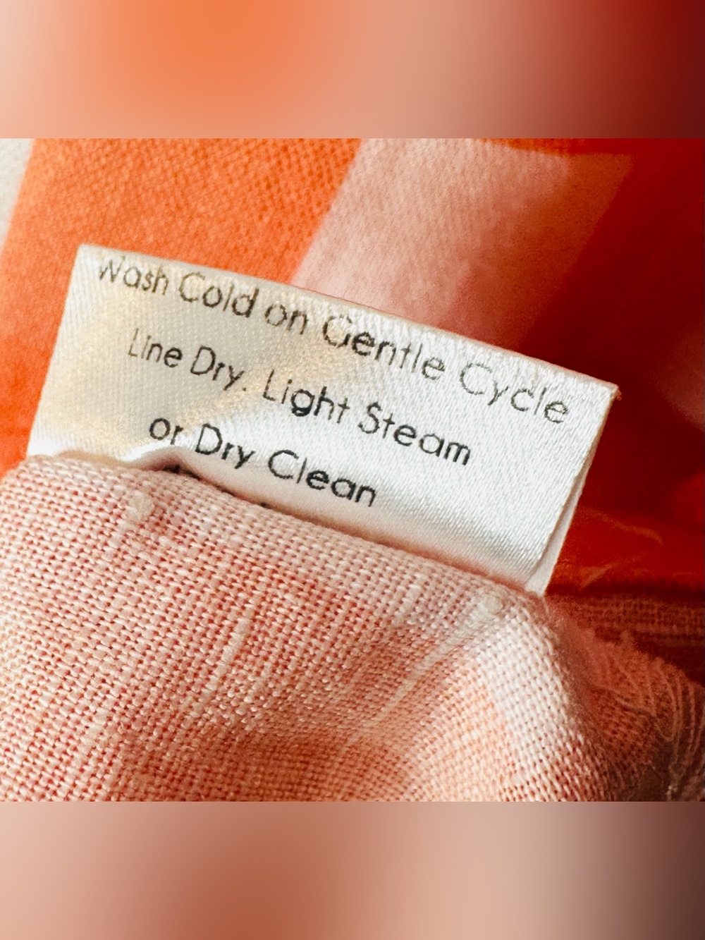 Brooke Wright Orange White Gingham V-Neck Puff Sleeve Tunic Blouse Shirt Top - Picture 9 of 10